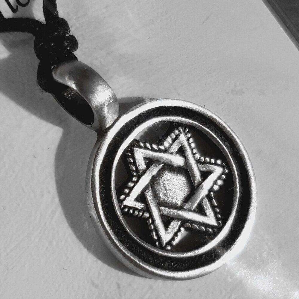 Thailand Antiqued Silver Stylized Star of David Fine Pewter Pendant Necklace
